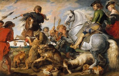 Wolf and Fox Hunt, ca. 1616. od Peter Paul Rubens
