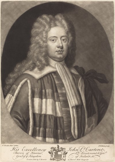 Johne, lorde Carteret od Peter Pelham after Sir Godfrey Kneller