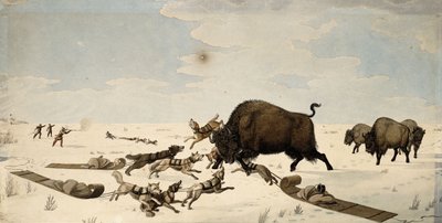 Buffalo Hunt, kolem 1822-1824 od Peter Rindisbacher