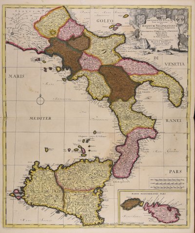 Continentis Italiae pars australior sive regnum Neapolitanum Hispaniae obediens subdivisum in suos districtus terras atque principatus quibus adjectae Sicilia in valles tripartita et contra Turcas ejus propugnaculum Malta insula od Peter Schenk the Elder