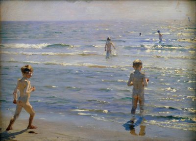 Koupající se chlapci. Sluneční svit. Skagen od Peder Severin Krøyer