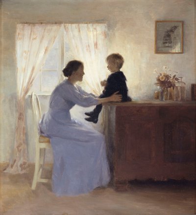 Matka a dítě v interiéru od Peter Vilhelm Ilsted