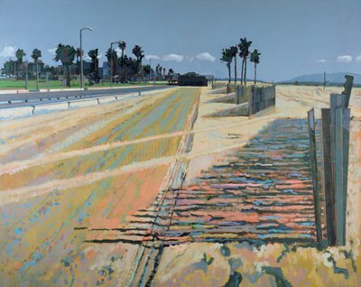 Plot na pláži, Santa Monica, USA, 2002 (olej na plátně) od Peter Wilson