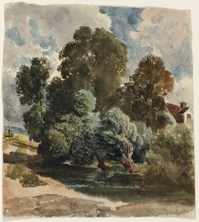 Grove of Trees (recto), Sketch of Aderley Church (verso) od Peter de Wint