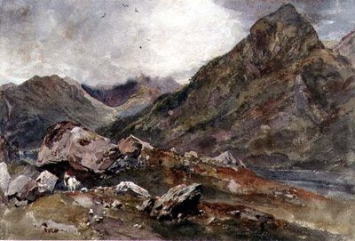 Bowder Stone, Borrowdale (akvarel na papíře) od Peter de Wint