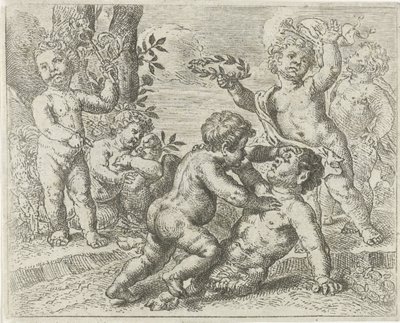 bojující putti Boj mezi ctností a neřestí od Peter van Lint
