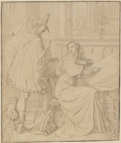 Sedm kreseb pro Nibelungy: 3. Hagensova zrada. 1812-17 od Peter von Cornelius