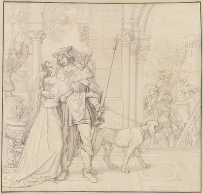 Sedm kreseb o Nibelungech: 4. Siegfried se připravil na lov. 1812-17 od Peter von Cornelius