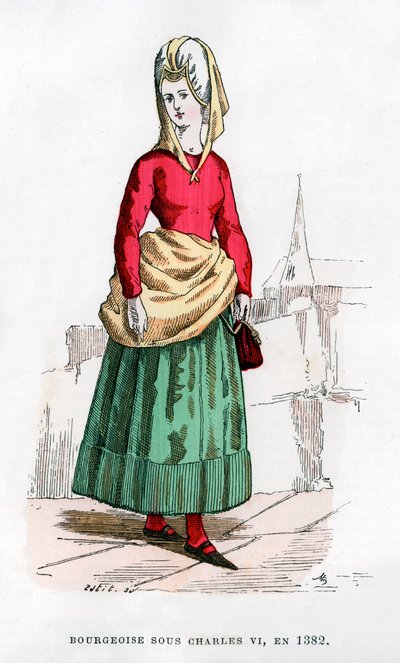 Buržoazie v kostýmu doby Karla VI. Francie, 1382 1882-1884. od Petit
