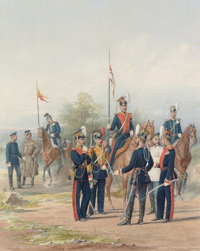 Skupina důstojníků a vojáků z pluku Life Guard Lancer Jeho a Jejího Veličenstva, 1873 od Petr Balashov