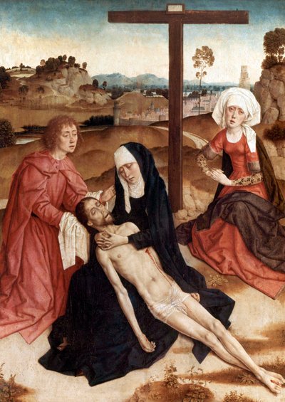 Oplakávání nad mrtvým Kristem, kolem 1444 (olej na desce) od Petrus Christus