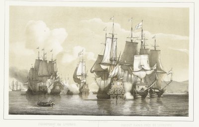 Námořní bitva u Livorna, 1653 Námořní bitva u Livorna. 14. března 1653 / Bojové námořní près de Livourne. 14 Mars 1653 (název na objektu) od Petrus Johannes Schotel