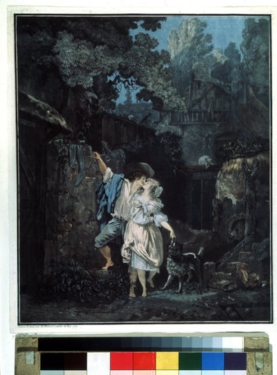 ""Ráno na rozloučenou"" (Ráno na rozloučenou) Pár odjíždí brzy ráno. Litografie Philiberta Louise Debucourta (1755-1832) 1787 Puškinovo muzeum Moskva od Philibert Louis Debucourt