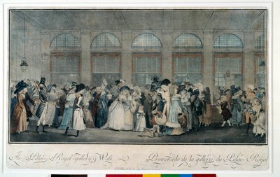 Procházka galerií královského paláce v roce 1787. Rytina Louis Philibert Debucourt (1755 - 1832) od Philibert Louis Debucourt