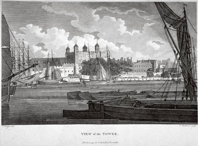 Pohled na Tower of London s loděmi na řece Temži, c1790 od Philip Audinet