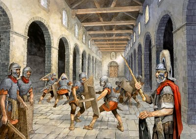 Římská pěchota cvičící boj, c3. století, c1990-2010 od Philip Corke