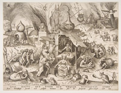 Avarice Avaritia ze série The Seven Deadly Sins, 1558. od Philip Galle
