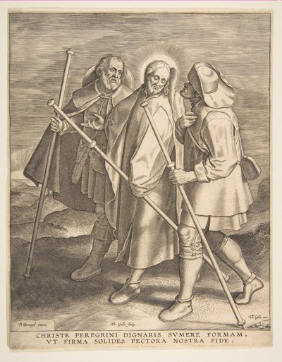 Kristus a učedníci na cestě do Emauz, 1571. od Philip Galle