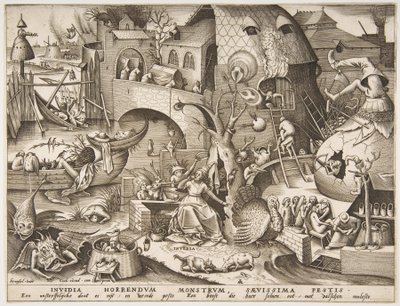 Envy Invidia ze Sedmi smrtelných hříchů, 1558. od Philip Galle