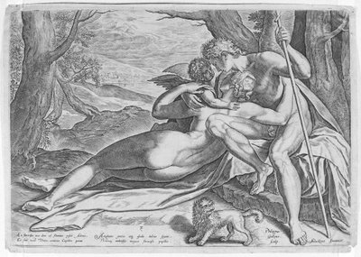 Venuše a Adonis, ze série Příběh Adonise, ca. 1579, ca. 1579. od Philip Galle