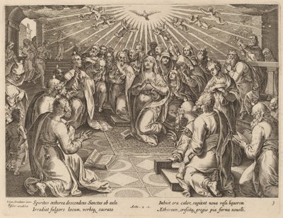 letnice od Philip Galle after Jan van der Straet