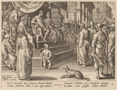 Svatý Pavel před Festem a Agrippou od Philip Galle after Jan van der Straet