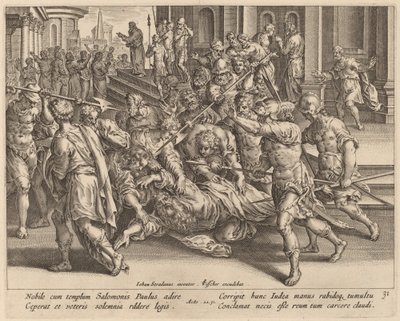 Zatčení svatého Pavla od Philip Galle after Jan van der Straet