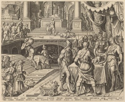 Josiah slaví Pesach od Philip Galle, after Maerten van Heemskerck