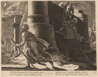 Svatý Pavel útěky z Damašku od Philip Galle after Maerten van Heemskerck