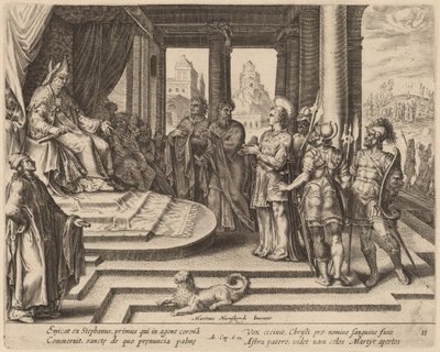 Svatý Štěpán před koncilem od Philip Galle after Maerten van Heemskerck