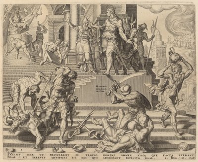 Zničení Baalova chrámu a zabití jeho kněží od Philip Galle, after Maerten van Heemskerck