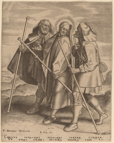 Kristus a jeho učedníci na cestě do Emauz od Philip Galle after Pieter Bruegel the Elder