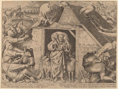 Podobenství o dobrém pastýři od Philip Galle after Pieter Bruegel the Elder