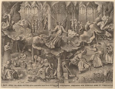 Podobenství o moudrých a pošetilých pannách od Philip Galle after Pieter Bruegel the Elder