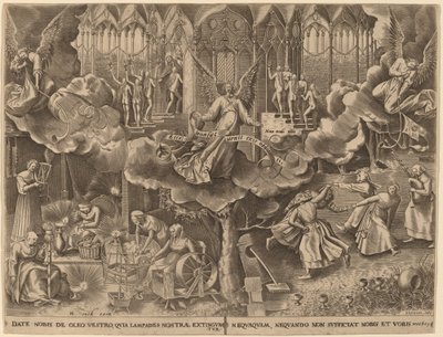Podobenství o moudrých a pošetilých pannách od Philip Galle after Pieter Bruegel the Elder