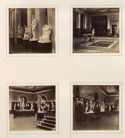 [Řecký dvůr s farnským torzem mládí, pohled na klasickou fontánu a bazén, Řím..., ca. 1859. od Philip Henry Delamotte.