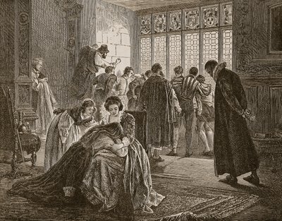 Anglické velvyslanectví během masakru svatého Bartoloměje, ilustrace z 