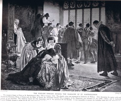 Anglické velvyslanectví během masakru svatého Bartoloměje, ilustrace z 