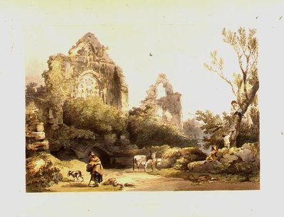 Tintern Abbey z „Romantické a malebné scenérie Anglie a Walesu“ od Philip James de Loutherbourg
