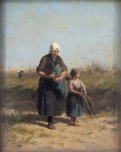 Návrat z práce (olej na dřevěné desce) od Philip Lodewijk Jacob Frederick Sadee