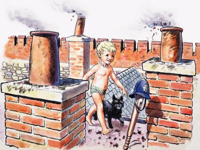 Dítě na střeše, ilustrace z knihy "The Water Babies" od Charlese Kingsleyho (kvaš na papíře) od Philip Mendoza