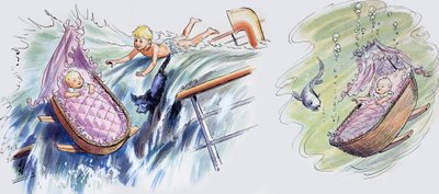 Potápějící se loď, ilustrace z knihy "The Water Babies", Charles Kingsley od Philip Mendoza