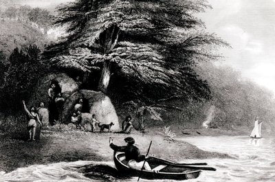Fuegian Wigwams v Hope Harbourin Magdalen Channel, rytý S. Bull, 1838 od Philip Parker King