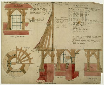 Plány pro Red House, Bexley Heath (tužka, tuš a čb na papíře) od Philip Webb