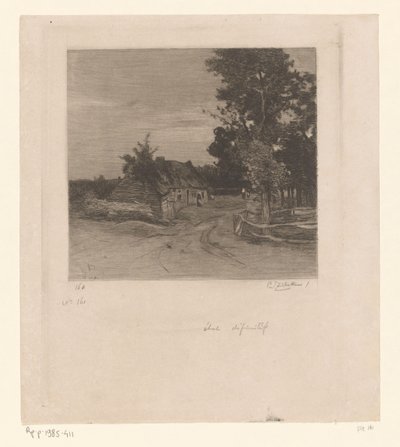 Farma na venkovské cestě se stromy Vesnice (původní název) od Philip Zilcken (signed by artist)