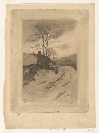 Farmy podél silnice s holými stromy Hiver (původní název) od Philip Zilcken (signed by artist)