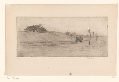 Krajina s domy, lucernami a vagonem Banlieue de Bruxelles (původní název) od Philip Zilcken (signed by artist)