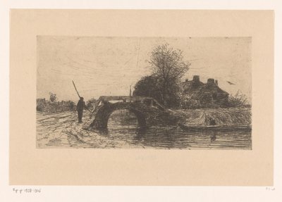 Krajina s řekou, mostem a domy Primavera (původní název) od Philip Zilcken