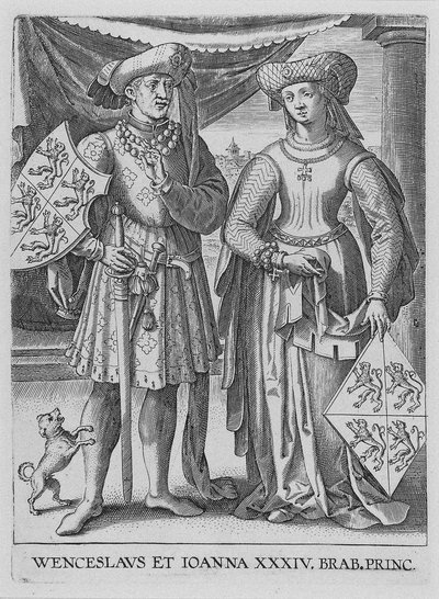 Václav I., vévoda lucemburský a Joanna, vévodkyně z Brabant, ca. 1600 od Philipp Galle