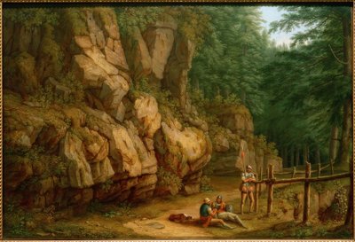 Hackert, skalnatá krajina s vojáky (Masso del Diavolo) od Philipp Hackert